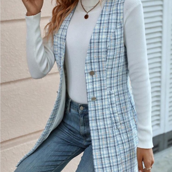 Sold out ! New plaid print sleeveless vest coat - Picture 2 of 7